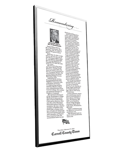 Tribune Publishing | Carroll County Obituary Plaque - 1/4