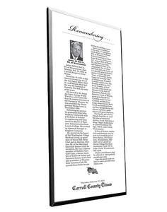 Tribune Publishing | Carroll County Obituary Plaque - 1/4"